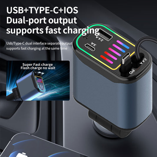 Cross-border X1 car-mounted charging mobile phone electrical appliances support 66W super fast charging PD30 telescopic breathing light atmosphere light C new