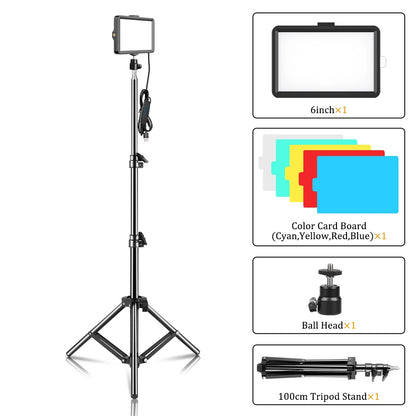 Selfie Light Three Color 6" 8" LED Panel Dimmable Lighting Video Photography Photo Studio Youtube Phone Live Stream Fill Lamp