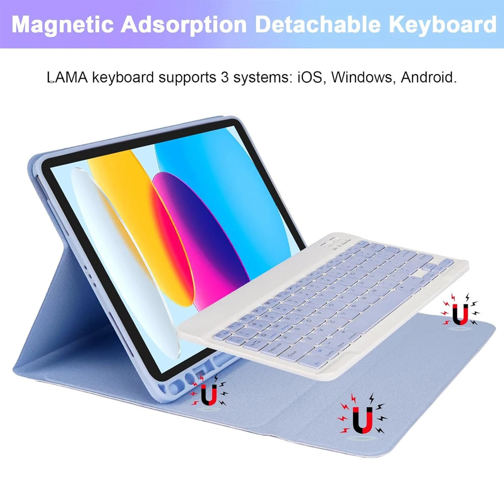 Keyboard Case for iPad 11th Gen (A16) 11 Inch 2025, Detachable Keyboard for iPad 10th Gen 10.9 Inch 2022 with Pencil Holder