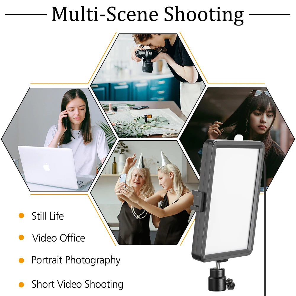 Selfie Light Three Color 6" 8" LED Panel Dimmable Lighting Video Photography Photo Studio Youtube Phone Live Stream Fill Lamp