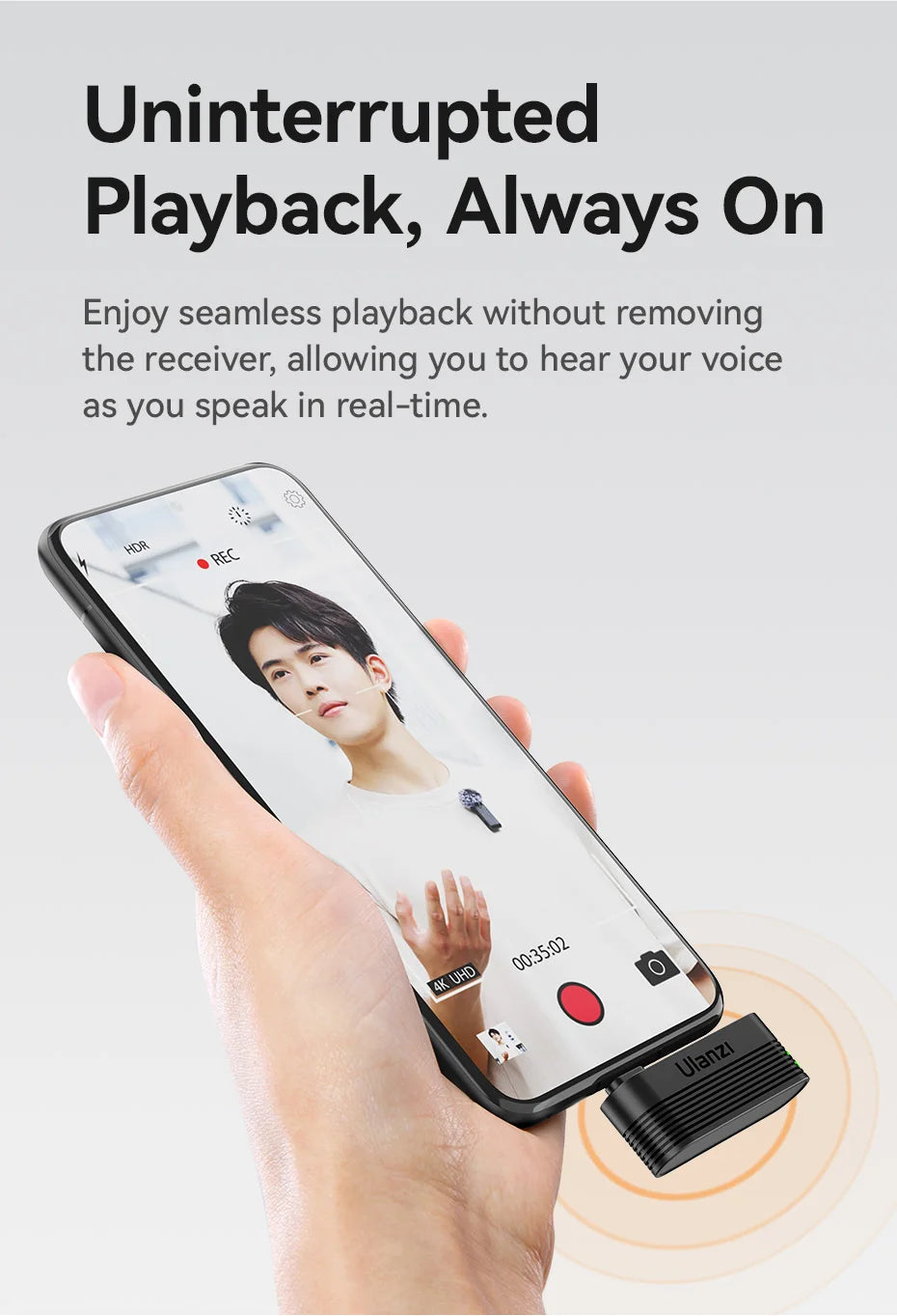 Ulanzi A100 Wireless Microphone Lavalier MIC for iPhone 16 15 Pro（Max） Camera Sound Recording Real-time Monitoring  J12 Upgrade