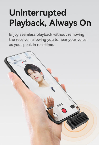 Ulanzi A100 Wireless Microphone Lavalier MIC for iPhone 16 15 Pro（Max） Camera Sound Recording Real-time Monitoring  J12 Upgrade