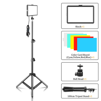Selfie Light Three Color 6" 8" LED Panel Dimmable Lighting Video Photography Photo Studio Youtube Phone Live Stream Fill Lamp