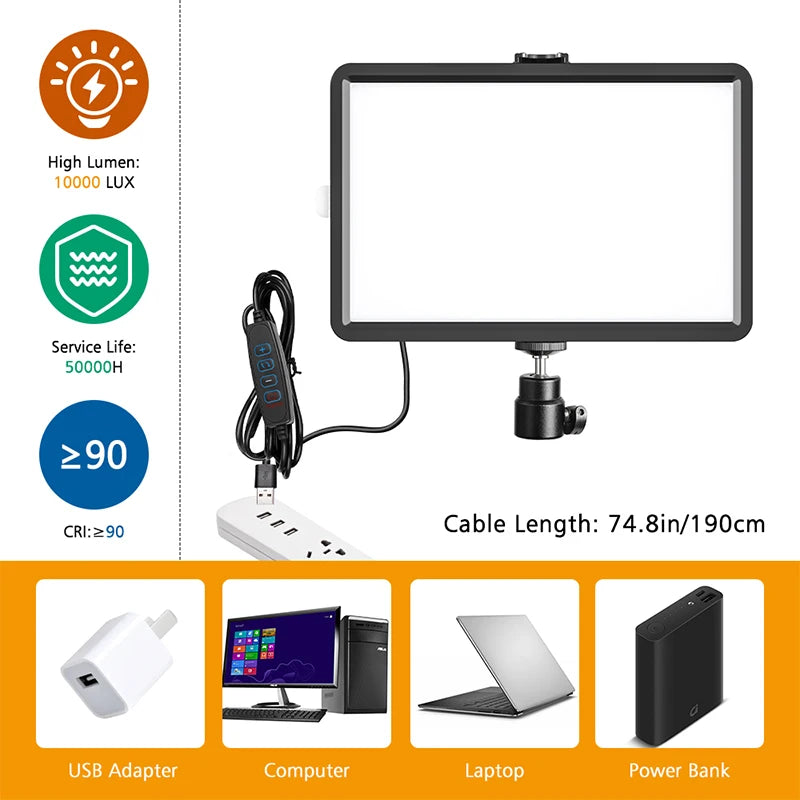 Selfie Light Three Color 6" 8" LED Panel Dimmable Lighting Video Photography Photo Studio Youtube Phone Live Stream Fill Lamp