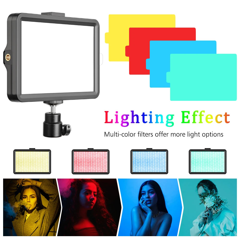 Selfie Light Three Color 6" 8" LED Panel Dimmable Lighting Video Photography Photo Studio Youtube Phone Live Stream Fill Lamp