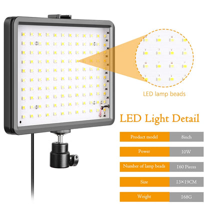 Selfie Light Three Color 6" 8" LED Panel Dimmable Lighting Video Photography Photo Studio Youtube Phone Live Stream Fill Lamp
