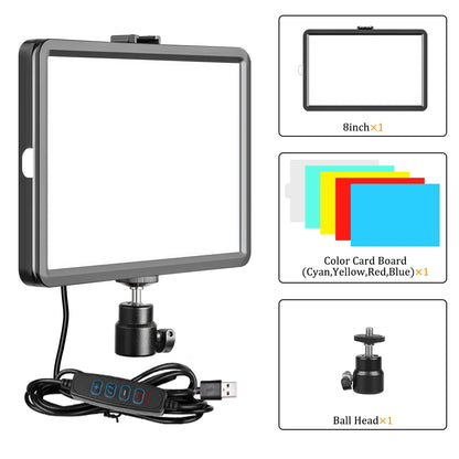 Selfie Light Three Color 6" 8" LED Panel Dimmable Lighting Video Photography Photo Studio Youtube Phone Live Stream Fill Lamp