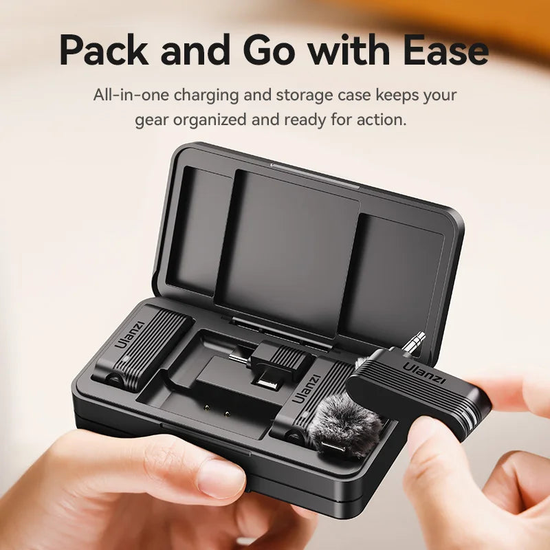 Ulanzi A100 Wireless Microphone Lavalier MIC for iPhone 16 15 Pro（Max） Camera Sound Recording Real-time Monitoring  J12 Upgrade