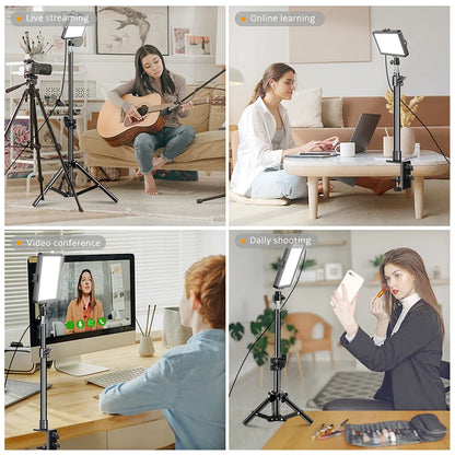 Selfie Light Three Color 6" 8" LED Panel Dimmable Lighting Video Photography Photo Studio Youtube Phone Live Stream Fill Lamp