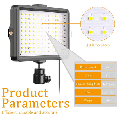 Selfie Light Three Color 6" 8" LED Panel Dimmable Lighting Video Photography Photo Studio Youtube Phone Live Stream Fill Lamp