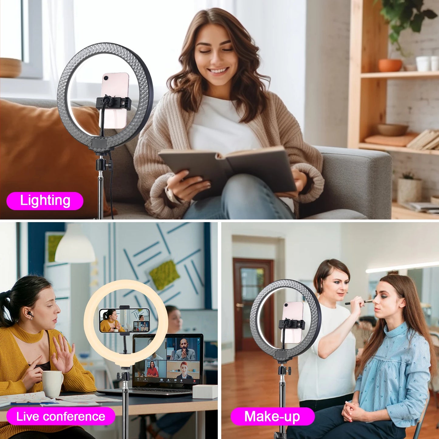 12" Dimmable LED Selfie Ring Light Kit With 110cm Tripod And Phone Holders - Perfect For Weddings, Parties, Photography