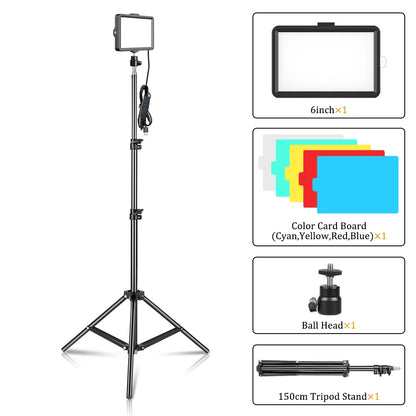 Selfie Light Three Color 6" 8" LED Panel Dimmable Lighting Video Photography Photo Studio Youtube Phone Live Stream Fill Lamp
