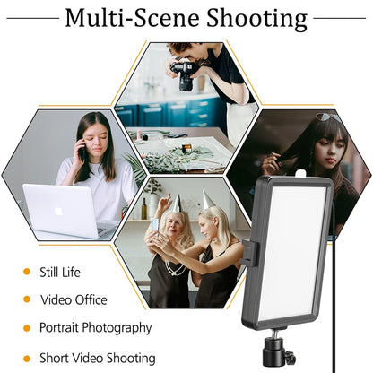 Selfie Light Three Color 6" 8" LED Panel Dimmable Lighting Video Photography Photo Studio Youtube Phone Live Stream Fill Lamp
